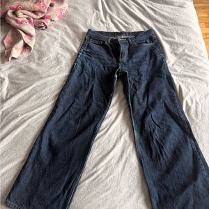 Dark Blue Denim Jeans - low waist Wide Leg